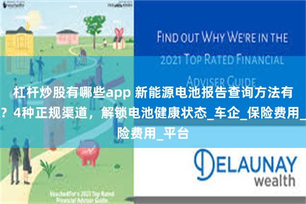 杠杆炒股有哪些app 新能源电池报告查询方法有哪些？4种正规渠道，解锁电池健康状态_车企_保险费用_平台