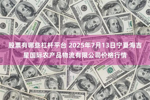 股票有哪些杠杆平台 2025年7月13日宁夏海吉星国际农产品物流有限公司价格行情